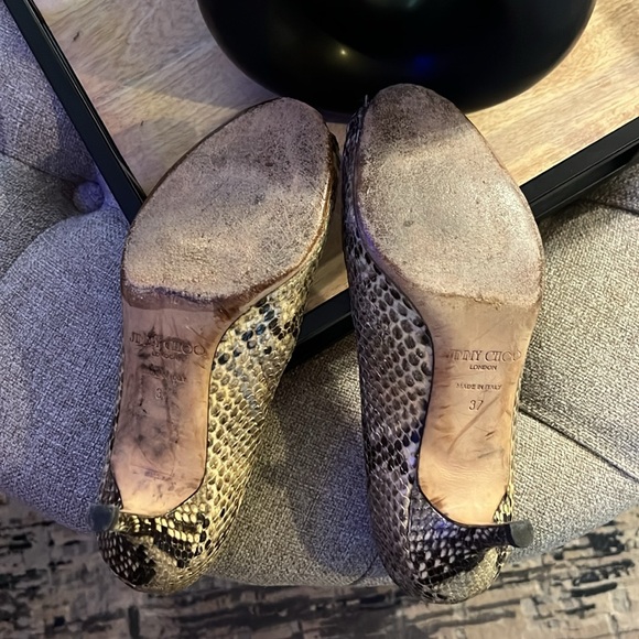 Jimmy Choo Snakeskin Peep Toe Pumps…Size 37 - Picture 4 of 7